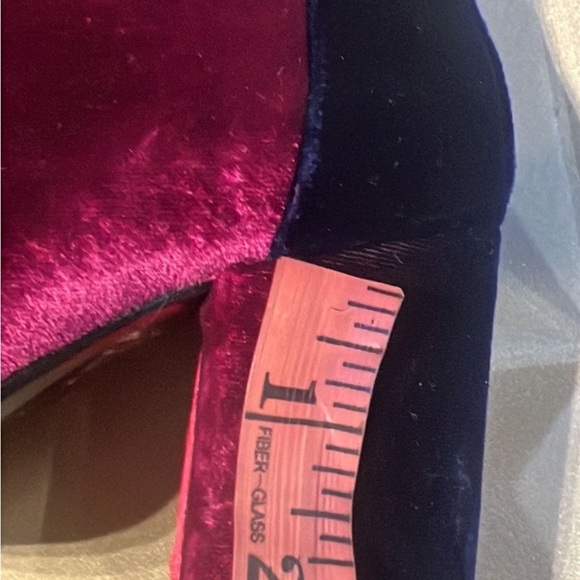 Toga Pulla velvet color block ankle boots fuschia & navy block heeel - Picture 12 of 13